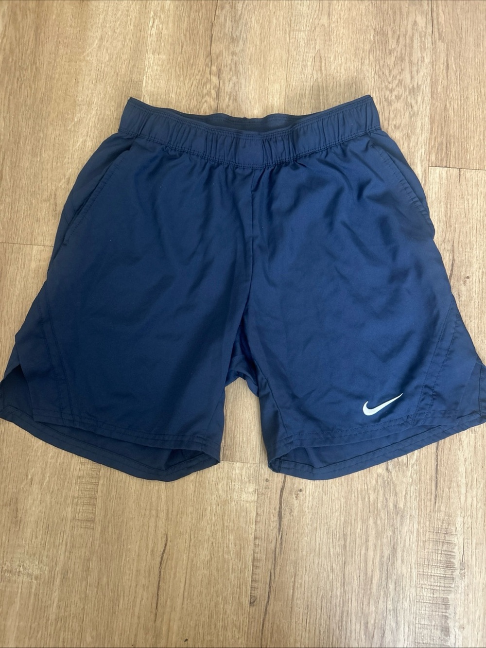 Nike Boy size S Navy Athletic Shorts with White Swoosh